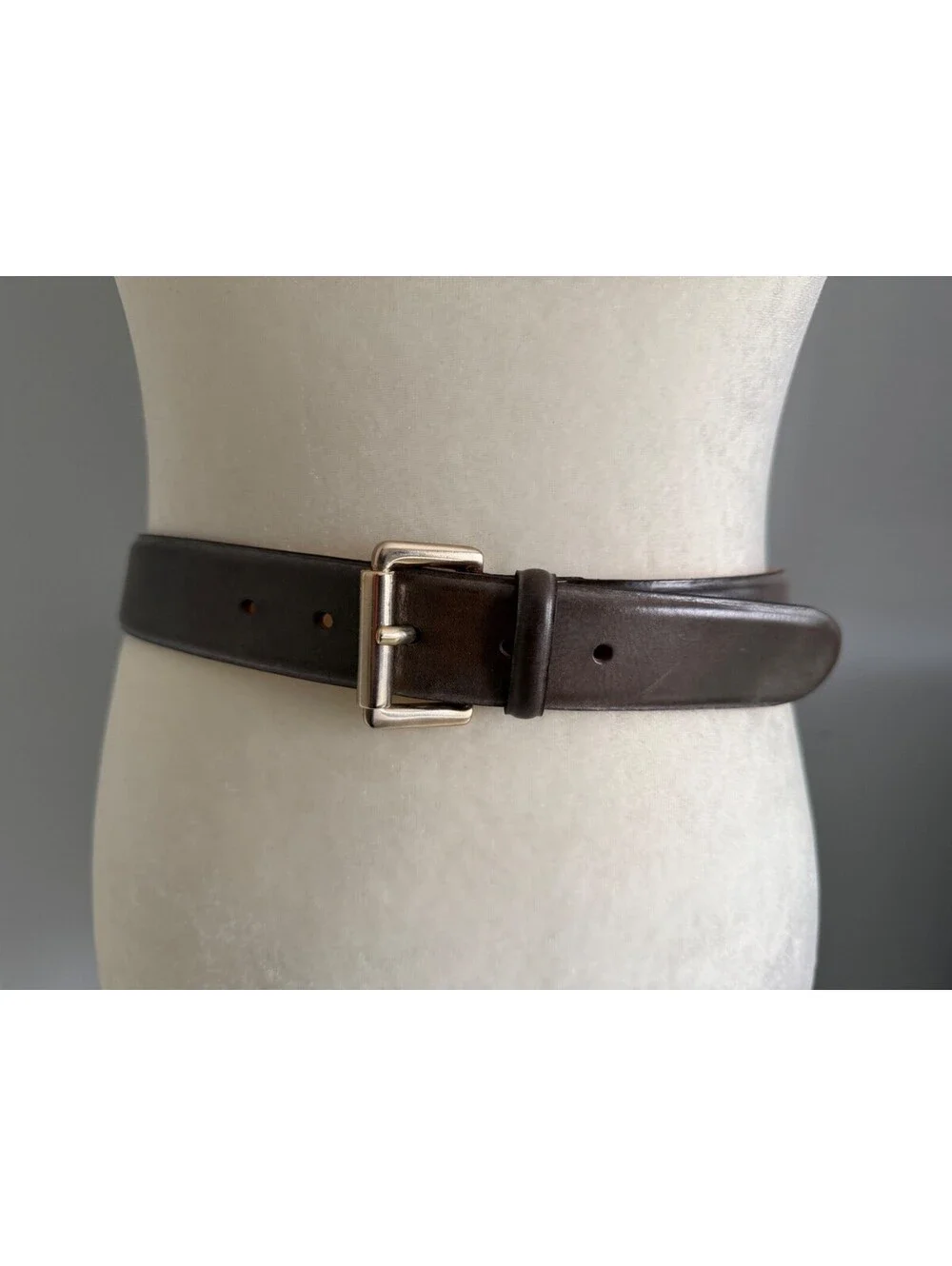 Max Mara Pegaso Sage Gray Green Leather Belt Size Small 34.5